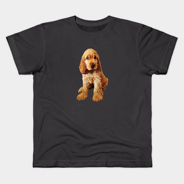 Gold Cocker Spaniel Puppy Dog Kids T-Shirt by ElegantCat